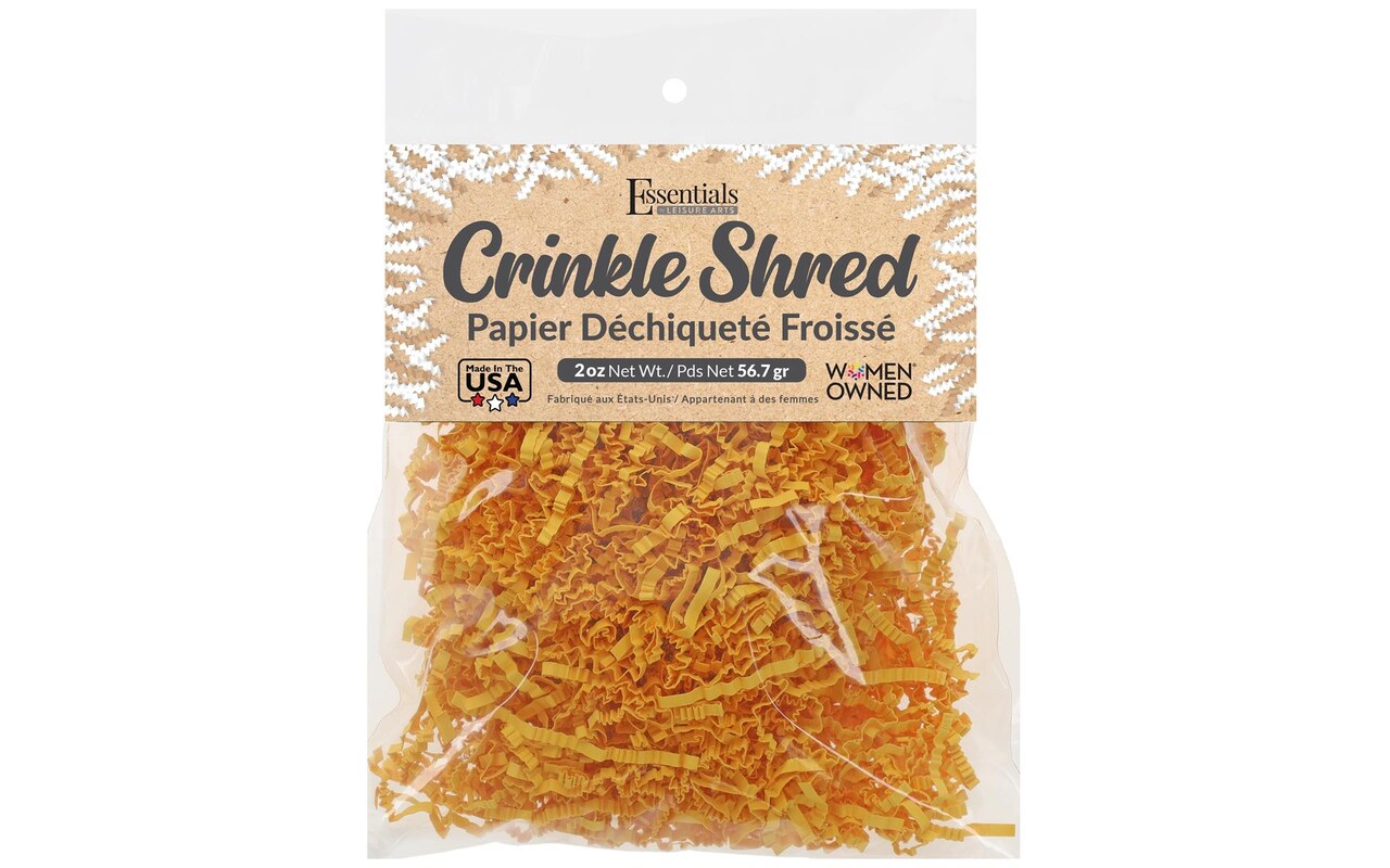 Essentials by Leisure Arts Crinkle Shred Bag, Canary Yellow, 2oz Shredded Paper Filler, Crinkle Cut Paper Shred Filler, Box Filler, Shredded Paper for Gift Box, Paper Crinkle Filler, Box Filling